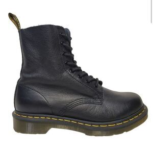 DR MARTENS AW004 Pascal Textured Leather Lace-Up Combat Boots